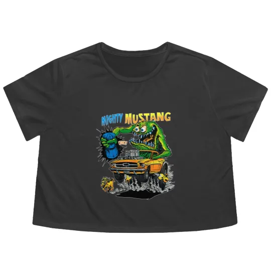 Discover ED ROTH RAT FINK ORIGINAL MIGHTY MUSTANG BLACK Flowy Cropped Tees
