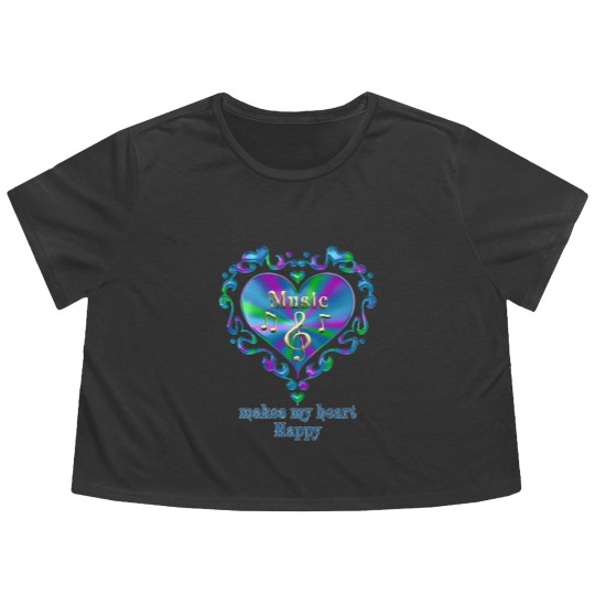 Discover Music Makes My Heart Happy Flowy Cropped Tees