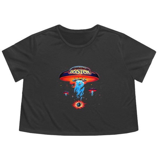 Discover Boston Band Flowy Cropped Tees Spaceship Rock Band Flowy Cropped Tees
