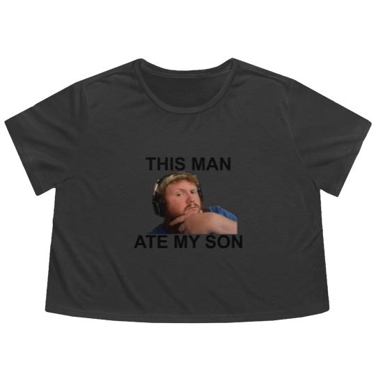 Discover Caseoh This man ate my son funny meme Flowy Cropped Tees