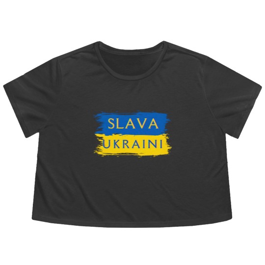 Discover Slava Ukraini Ukraine Flag Flowy Cropped Tees