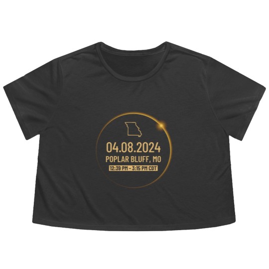 Discover Missouri State Poplar Bluff MO USA Totality April 8, 2024 Total Solar Eclipse Flowy Cropped Tees