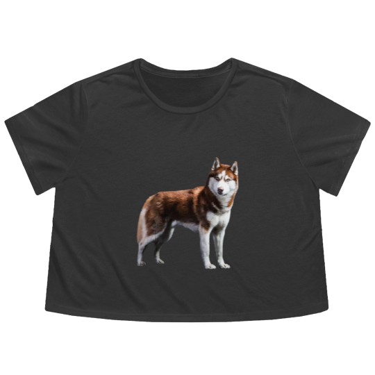 Discover Siberian Husky Red Husky Wolf Dog Flowy Cropped Tees