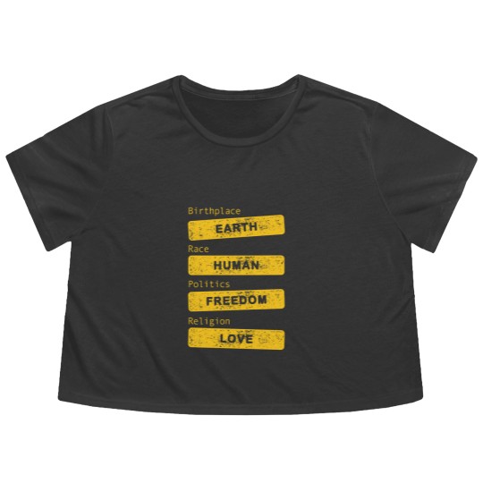 Discover Birthplace Earth Grunge - Human Freedom Love Flowy Cropped Tees