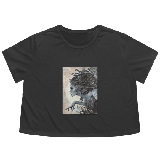 Discover Medusa Graphic Flowy Cropped Tees