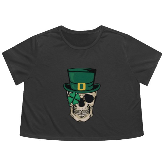 Discover Skull St Patrick's Day Flowy Cropped Tees, Horror St Patrick's Day Flowy Cropped Tees, Lucky Irish Flowy Cropped Tees, Shamrock Flowy Cropped Tees