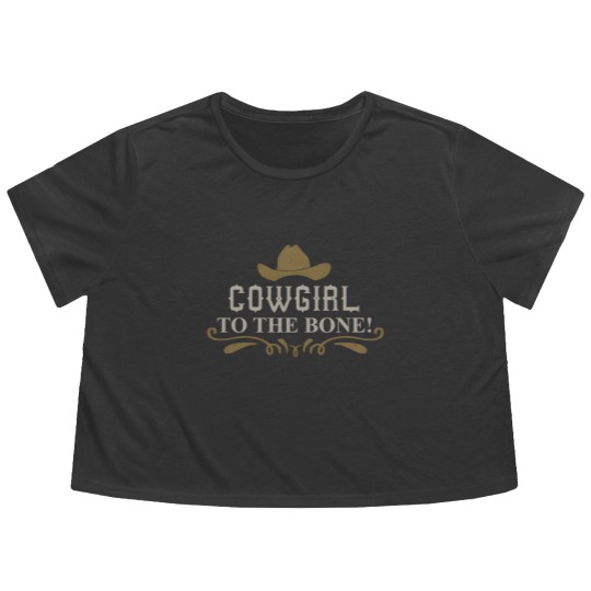 Discover Cowgirl - Cowgirl to the bone! Flowy Cropped Tees