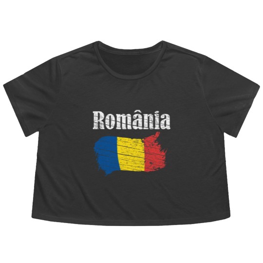 Discover Romania Romanian Flag Vintage Graphic Romania Love Flowy Cropped Tees
