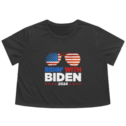 Discover Ridin' With Biden Joe Biden 2024 Election For Pres Flowy Cropped Tees