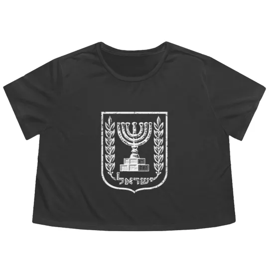 Discover Israel Flowy Cropped Tees Emblem of the State of Israel Patriotic Israel Heritage Flowy Cropped Tees