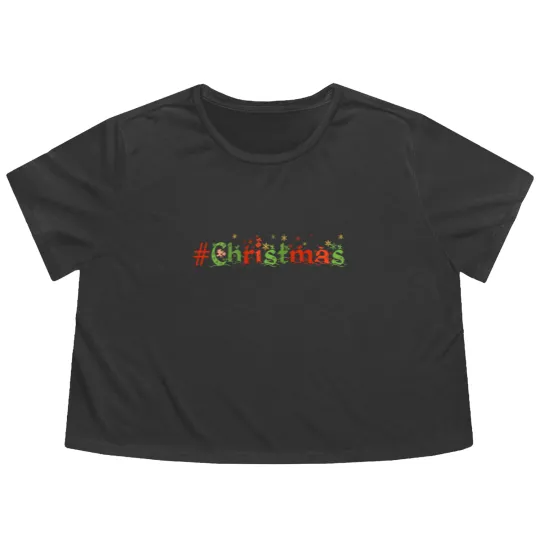 Discover Hashtag Christmas Flowy Cropped Tees, Christmas Flowy Cropped Tees Gift Flowy Cropped Tees