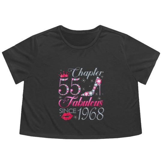Discover chapter 55 fabulous since 1968 55th birthday gift for women Flowy Cropped Tees