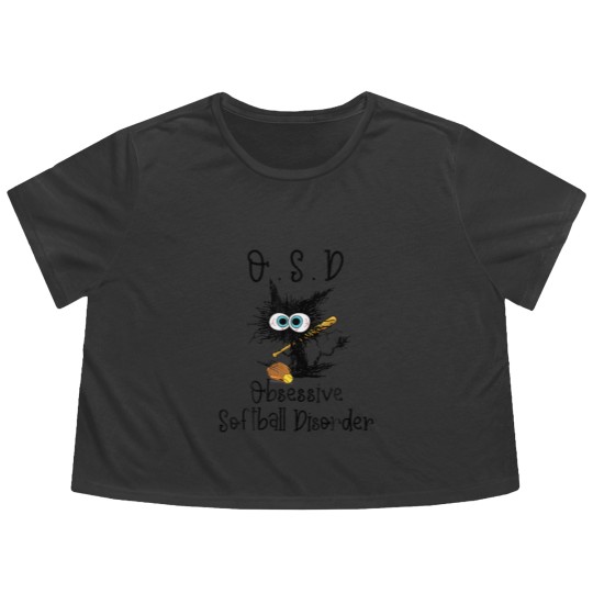 Discover Funny Black Cat Softball - O.S.D Obsessive Softbal Flowy Cropped Tees
