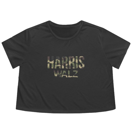 Discover Kamala Harris Walz Election 2024 Flowy Cropped Tees, Camouflage, Hunters white