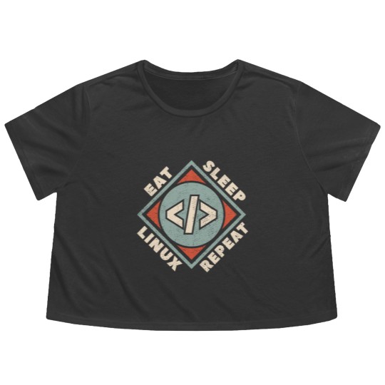 Discover Linux - Eat Sleep Linux Repeat Flowy Cropped Tees