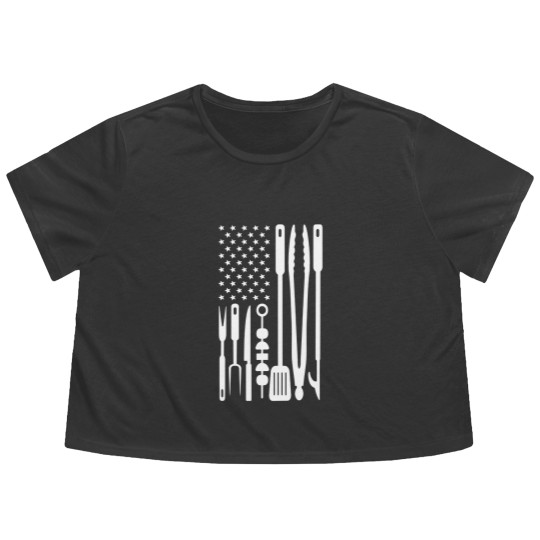 Discover Funny American Flag Grilling Tools BBQ Grill Barbe Flowy Cropped Tees