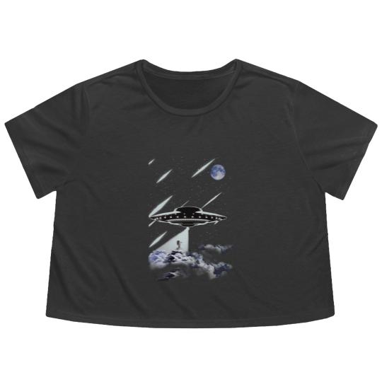 Discover Down Bad Alien Unisex Flowy Cropped Tees