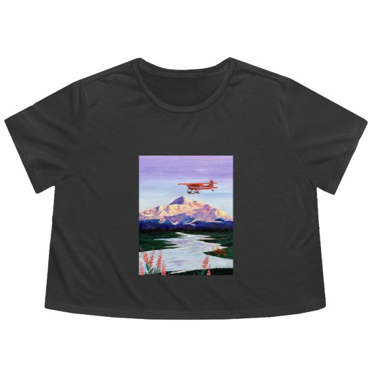 Discover Denali Mountain Painting, K2 Aviation, Living Room Painting, Alaska Mountain, Gift for Pilot, Scott Flowy Cropped Tees