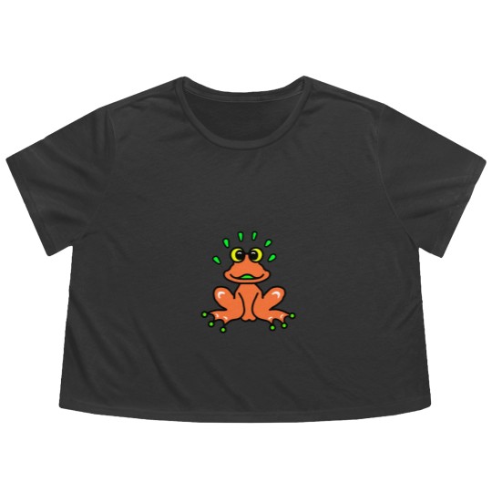 Discover Orange Frog Flowy Cropped Tees