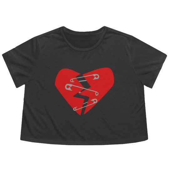 Discover Broken Heart Flowy Cropped Tees