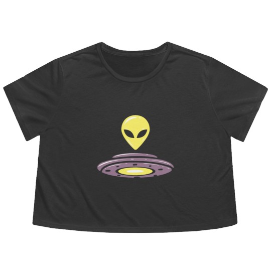 Discover Alien UFO motif alien head saucer design Flowy Cropped Tees