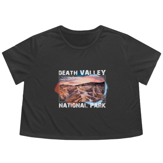 Discover Death Valley National Park Flowy Cropped Tees with Sunset Scene