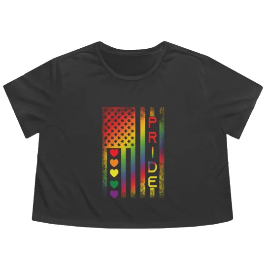 Discover Pride American Flag Flowy Cropped Tees