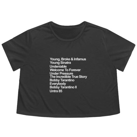 Discover Young broke and infamous young sinatra undeniable Flowy Cropped Tees