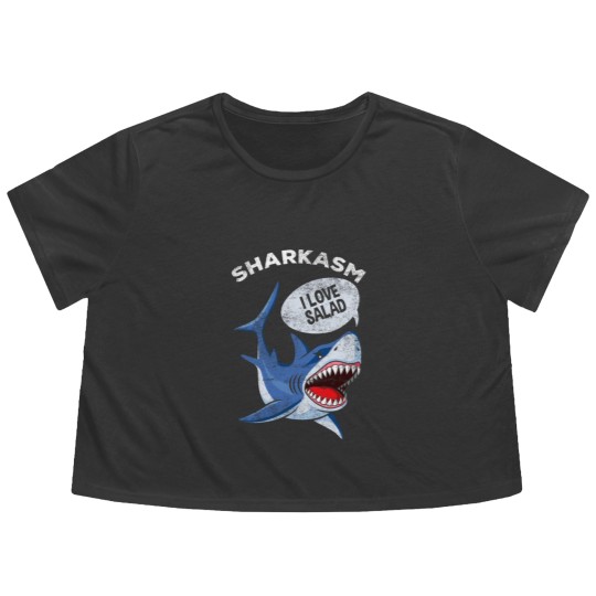 Discover Sarcastic Shark Humor Meat Lover Marine Biology Flowy Cropped Tees