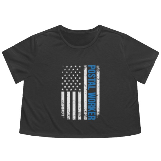 Discover American Postal Worker USA Flag 4th of July Flowy Cropped Tees