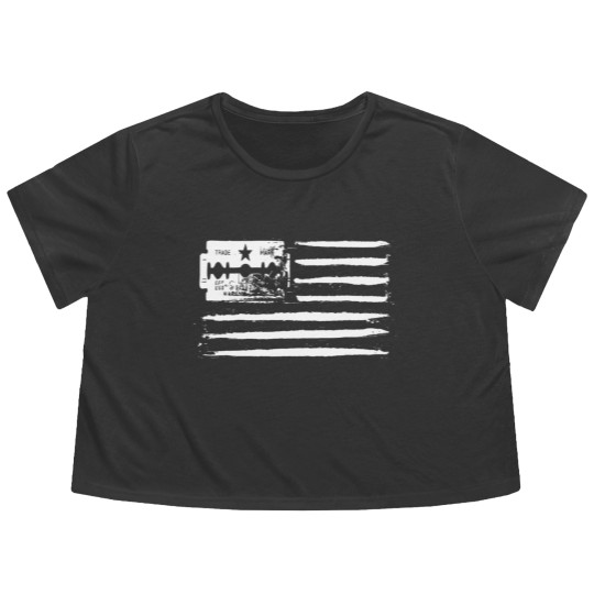 Discover USA flag Lines of coke cocaine and razor blade gig Flowy Cropped Tees