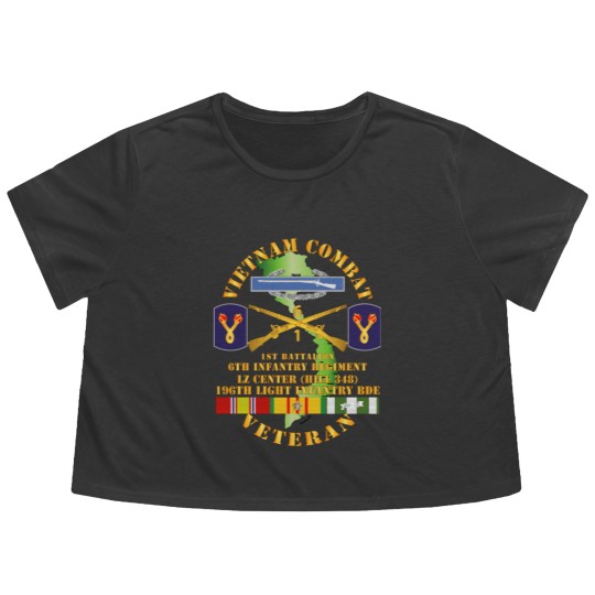 Discover 1st Bn 6th Inf LZ Center w 196th LIB Flowy Cropped Tees