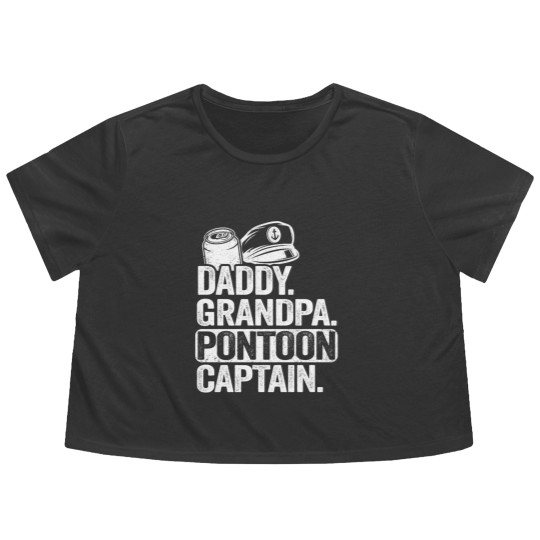 Discover Daddy Grandpa Pontoon Captain Funny Pontoon Flowy Cropped Tees