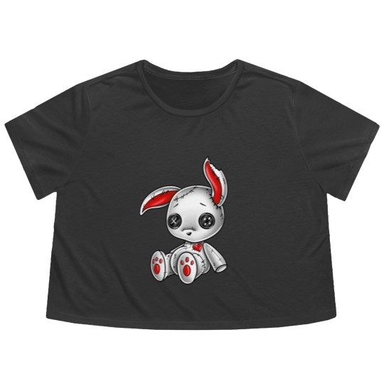 Discover Goth Bunny Cute Gothic White Bunny Flowy Cropped Tees