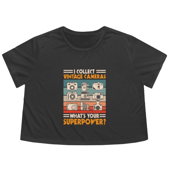 Discover Vintage Camera Collector Flowy Cropped Tees