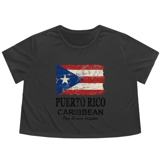 Discover Puerto Rico Flag - Vintage Look Flowy Cropped Tees