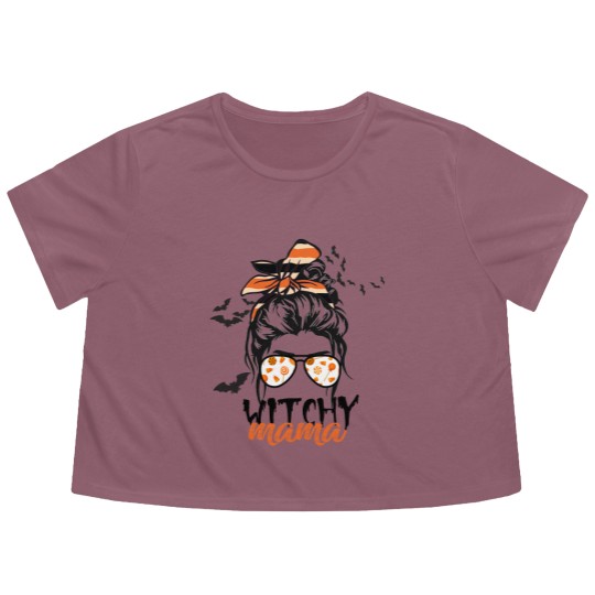 Discover Womens Halloween Candy Witchy Mama Flowy Cropped Tees
