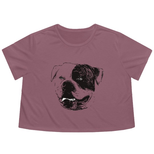 Discover American Bulldog Face Flowy Cropped Tees