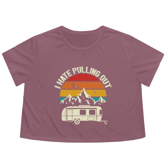 Discover Retro Vintage Mountains I Hate Pulling Out Funny Camping Flowy Cropped Tees