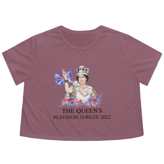 Discover Queen Elizabeth II Platinum Jubilee 1952-2022 CELIBRATION Flowy Cropped Tees  Union Jack Flowy Cropped Tees The Queen's Crown Royal Flowy Cropped Tees