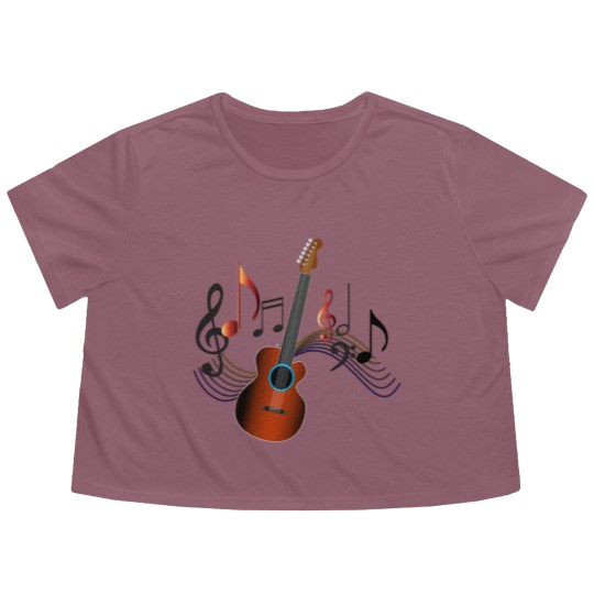 Discover Acoustic Guitar Flowy Cropped Tees