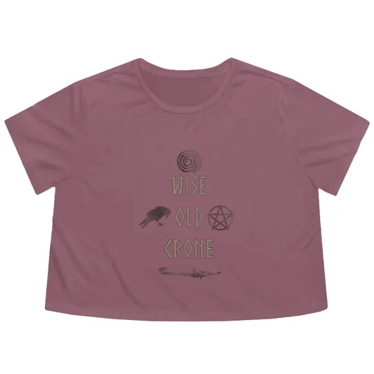 Discover Wise Old Crone Wicca Pagan Triple Goddess Feminist Flowy Cropped Tees