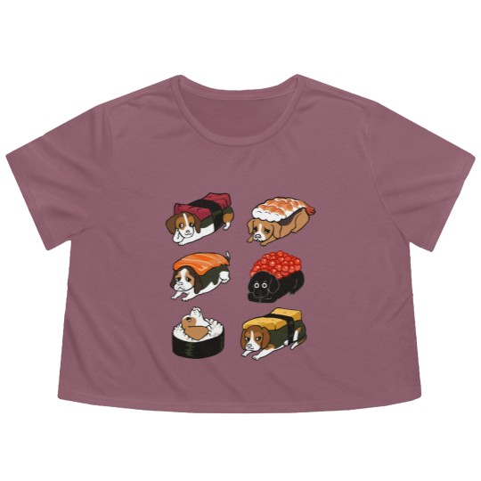 Discover Sushi Beagle - Beagle - Flowy Cropped Tees