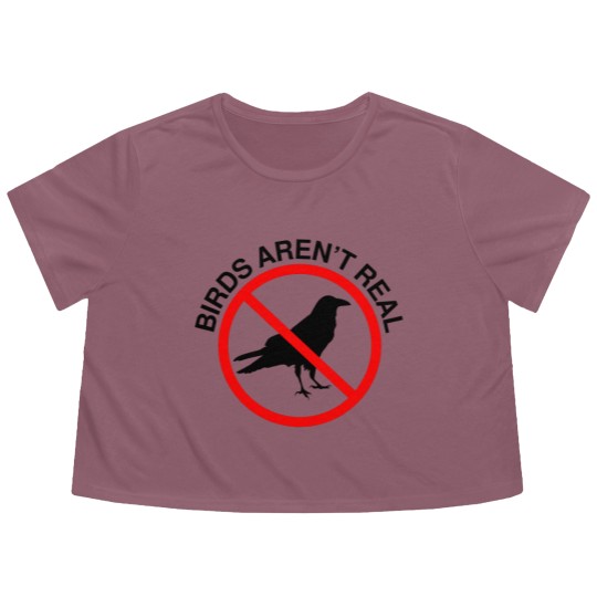 Discover Birds Aren't Real Prohibited Sign Premium Flowy Cropped Tees