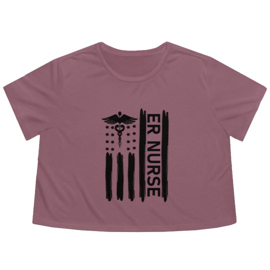 Discover ER Nurse Flowy Cropped Tees