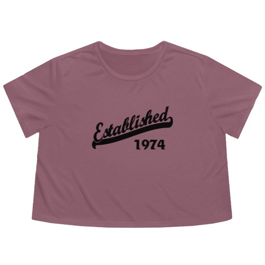 Discover Established 1974 Flowy Cropped Tees