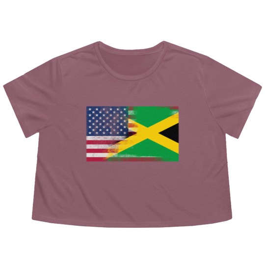 Discover Jamaican American Half Jamaica Half America Flag Flowy Cropped Tees