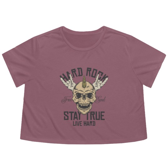 Discover Hard Rock Stay True Live Hard Rockstar Heavy Metal Flowy Cropped Tees