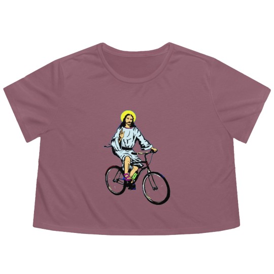 Discover Christ on a bike Flowy Cropped Tees