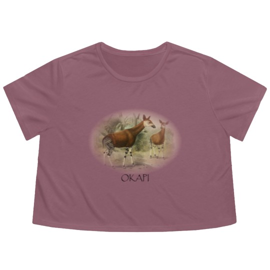 Discover Okapi Mom And Baby Zebra Giraffe Wild Forest Lover Flowy Cropped Tees